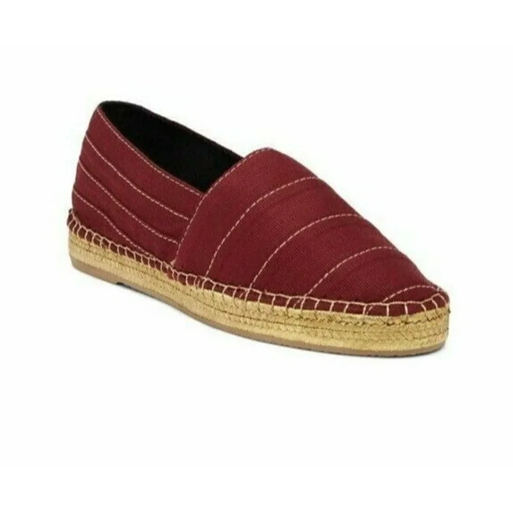 Marc Jacobs Womens Red Wine Sienna Gold Heel Espadrilles Slip On Flats Sz 8 New